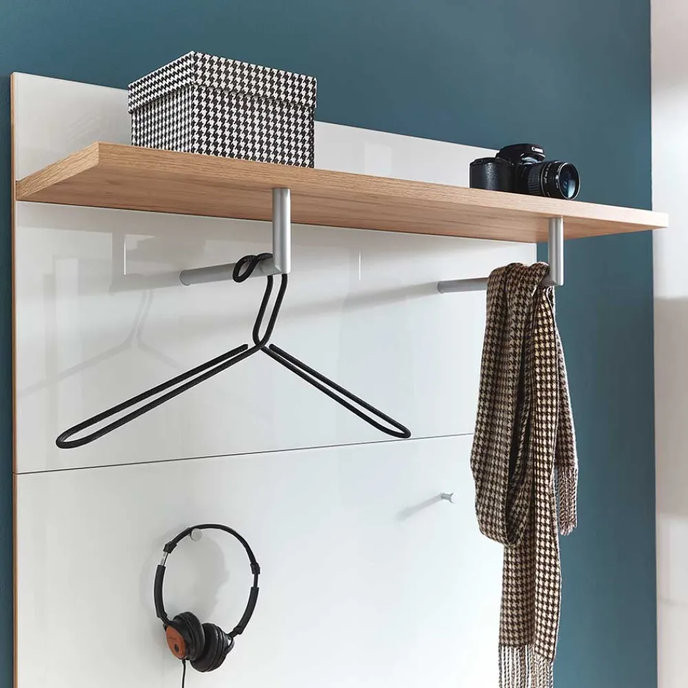 Wohnen Wand Garderobenpaneel in Weiß & Eiche - Reestyl