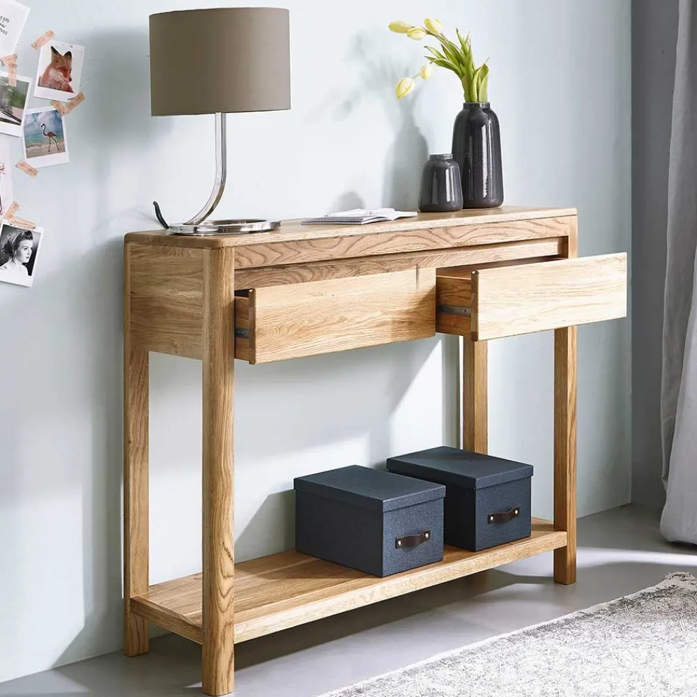 Wohnen Wand Konsolentisch Uvinessa aus Wildeiche massiv geölt