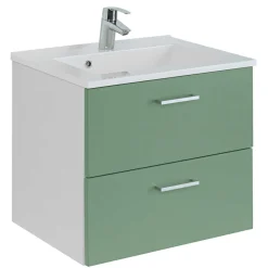 Wohnen Wand Waschbeckenschrank in Grün & Weiß - Loenixa