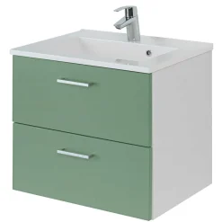Wohnen Wand Waschbeckenschrank in Grün & Weiß - Loenixa