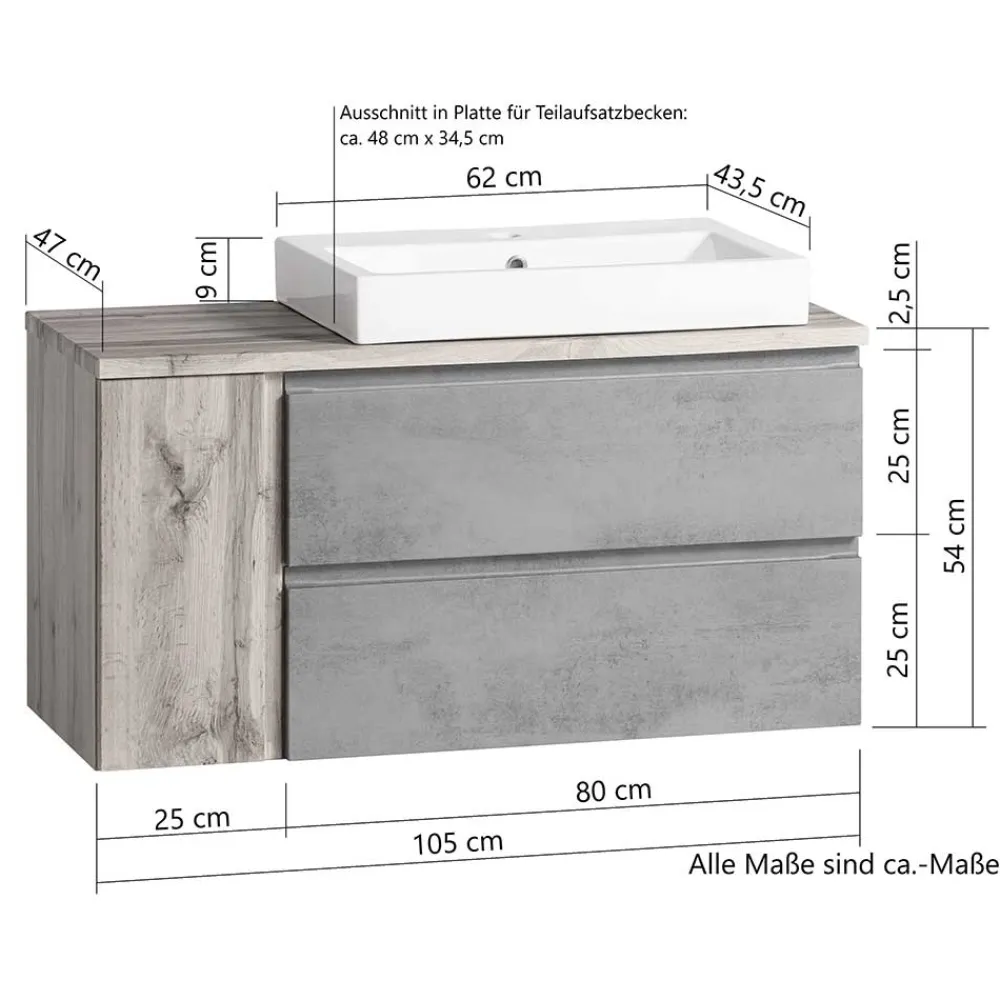 Wohnen Waschtisch|Waschbeckenunterschränke*Wand Waschbeckenschrank mit Aufsatzbecken - Eight