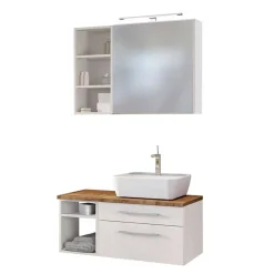 Wohnen Glasmöbel|Badezimmer Komplett*Wand Waschbeckenschrank Set 90cm - Enwicos (dreiteilig)