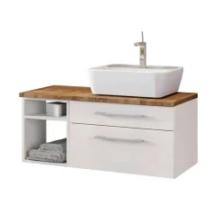 Wohnen Glasmöbel|Badezimmer Komplett*Wand Waschbeckenschrank Set 90cm - Enwicos (dreiteilig)