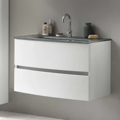 Wohnen Waschtisch|Waschbeckenunterschränke*Wand Waschtisch in Weiß - Mesciria