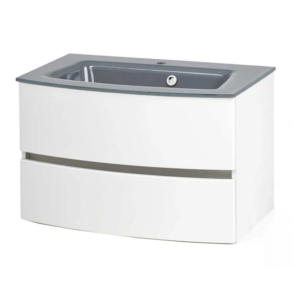 Wohnen Waschtisch|Waschbeckenunterschränke*Wand Waschtisch in Weiß - Mesciria