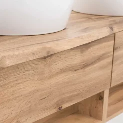 Wohnen Waschtisch|Waschbeckenunterschränke*Wand Waschtisch mit zwei Aufsatz-Waschbecken - Tofias