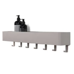 Wohnen Wandablage mit Hakenleiste in Taupe - Suennas