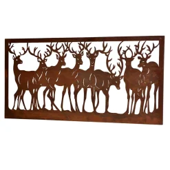 Wohnen Wandbild Hirsch Silhouetten Rost Look - Chadey
