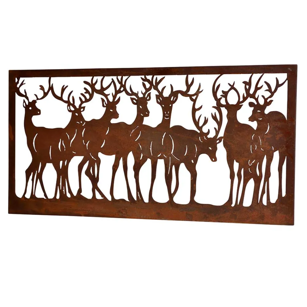 Wohnen Wandbild Hirsch Silhouetten Rost Look - Chadey