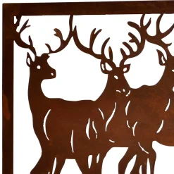 Wohnen Wandbild Hirsch Silhouetten Rost Look - Chadey