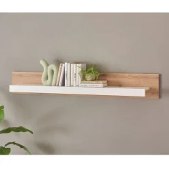 Wohnen Wohnzimmer-Regale*Wandboard in Eiche Natur und Mattweiß - Adejano