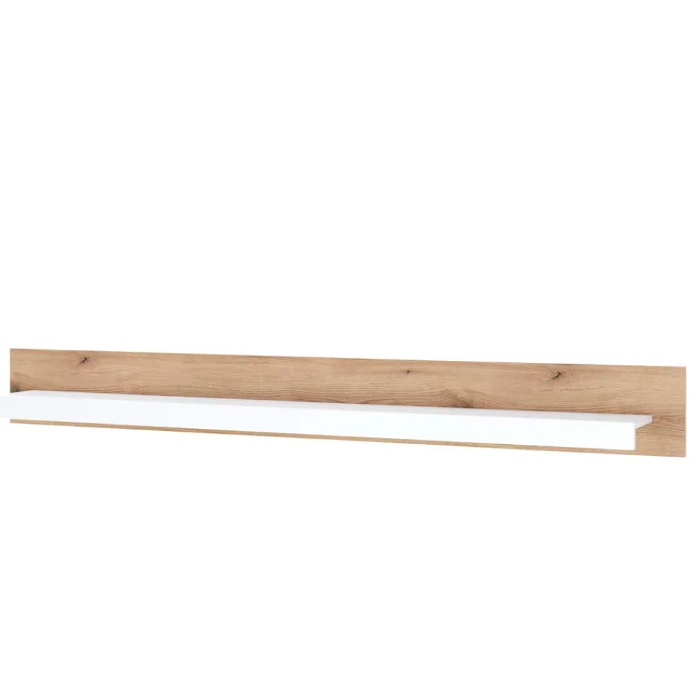 Wohnen Wohnzimmer-Regale*Wandboard in Eiche Natur und Mattweiß - Adejano