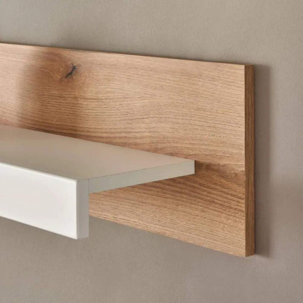 Wohnen Wohnzimmer-Regale*Wandboard in Eiche Natur und Mattweiß - Adejano