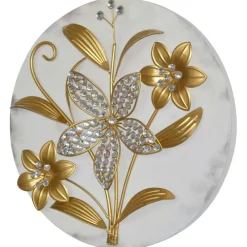 Wohnen Wandbilder*Wanddeko Lillie in Cremeweiß und Gold - Razepta