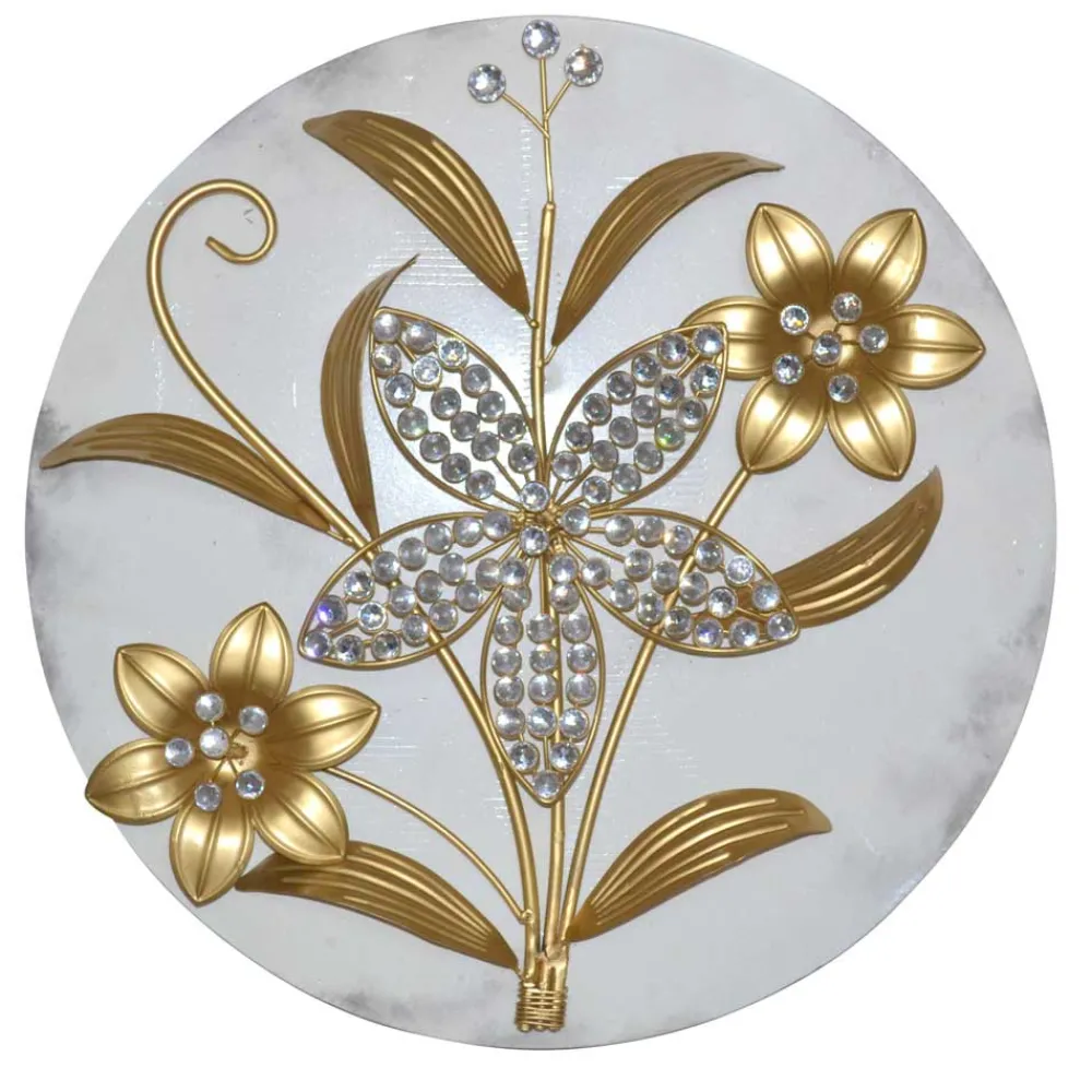 Wohnen Wandbilder*Wanddeko Lillie in Cremeweiß und Gold - Razepta