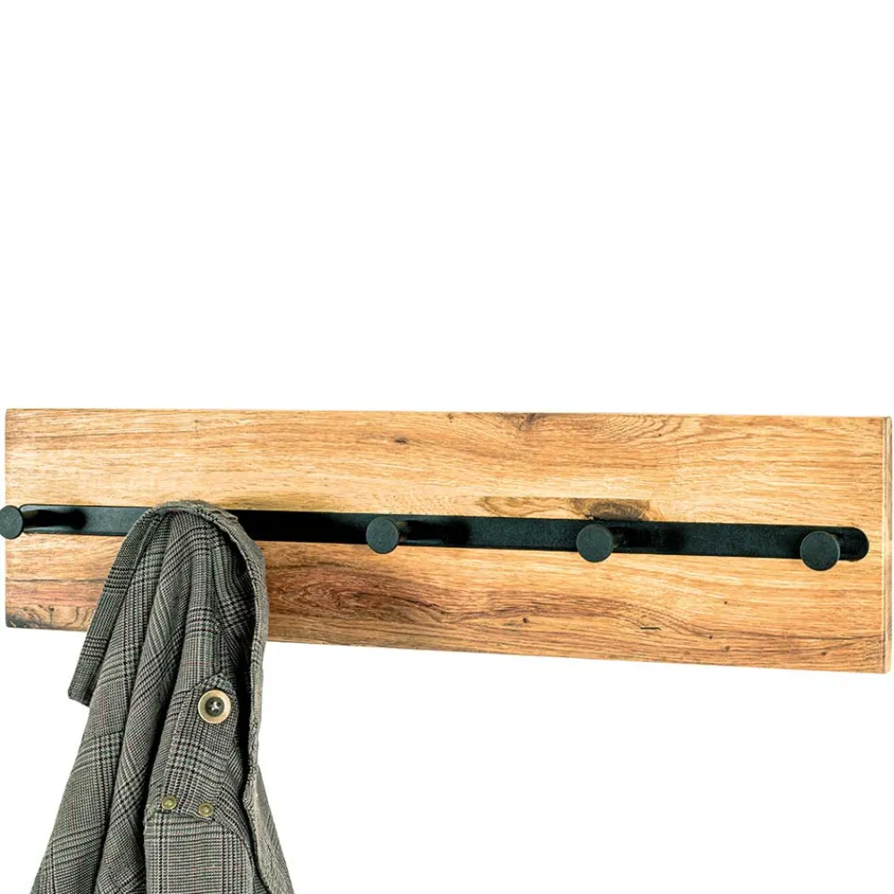 Wohnen Schwarze Möbel|Garderoben*Wandgarderobe aus Metall & Eichenholz - Cornello