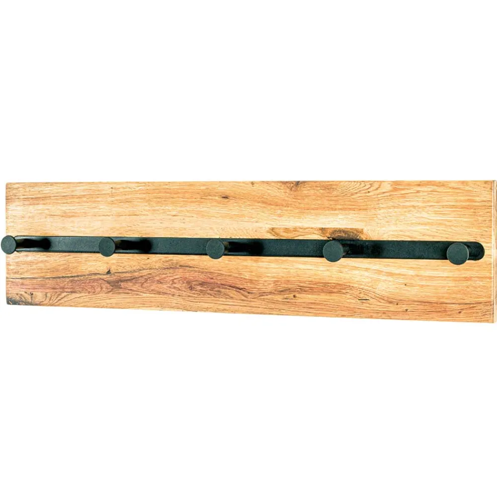 Wohnen Schwarze Möbel|Garderoben*Wandgarderobe aus Metall & Eichenholz - Cornello