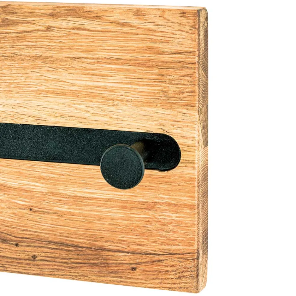 Wohnen Schwarze Möbel|Garderoben*Wandgarderobe aus Metall & Eichenholz - Cornello