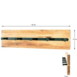 Wohnen Schwarze Möbel|Garderoben*Wandgarderobe aus Metall & Eichenholz - Cornello