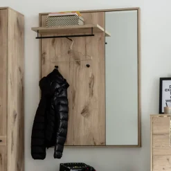 Wohnen Bürogarderoben*Wandgarderobe mit Spiegel in Wildeiche Optik - Vapposia