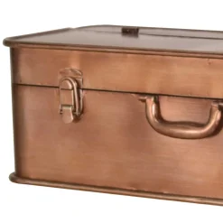 Wohnen Braune Möbel|Loft Möbel*Wandkonsole in Koffer Optik Rommino aus Metall Kupferfarben