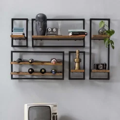 Wohnen Esszimmerschränke*Wandregal Kombination mit Flaschenablagen - Filurina (fünfteilig)