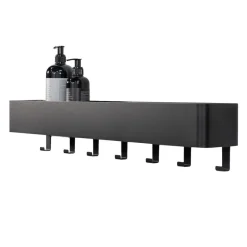 Wohnen Wandregal mit Haken aus schwarzem Stahl - Romance