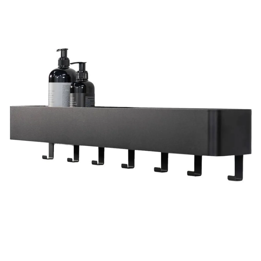 Wohnen Wandregal mit Haken aus schwarzem Stahl - Romance