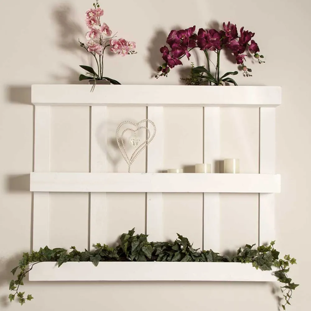 Wohnen Wandregal Paletten Design in Weiß - Rivaso