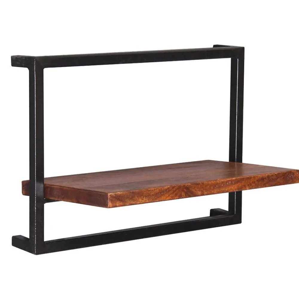 Wohnen Wandregal Set aus Metall & Massivholz - Fiorda (siebenteilig)