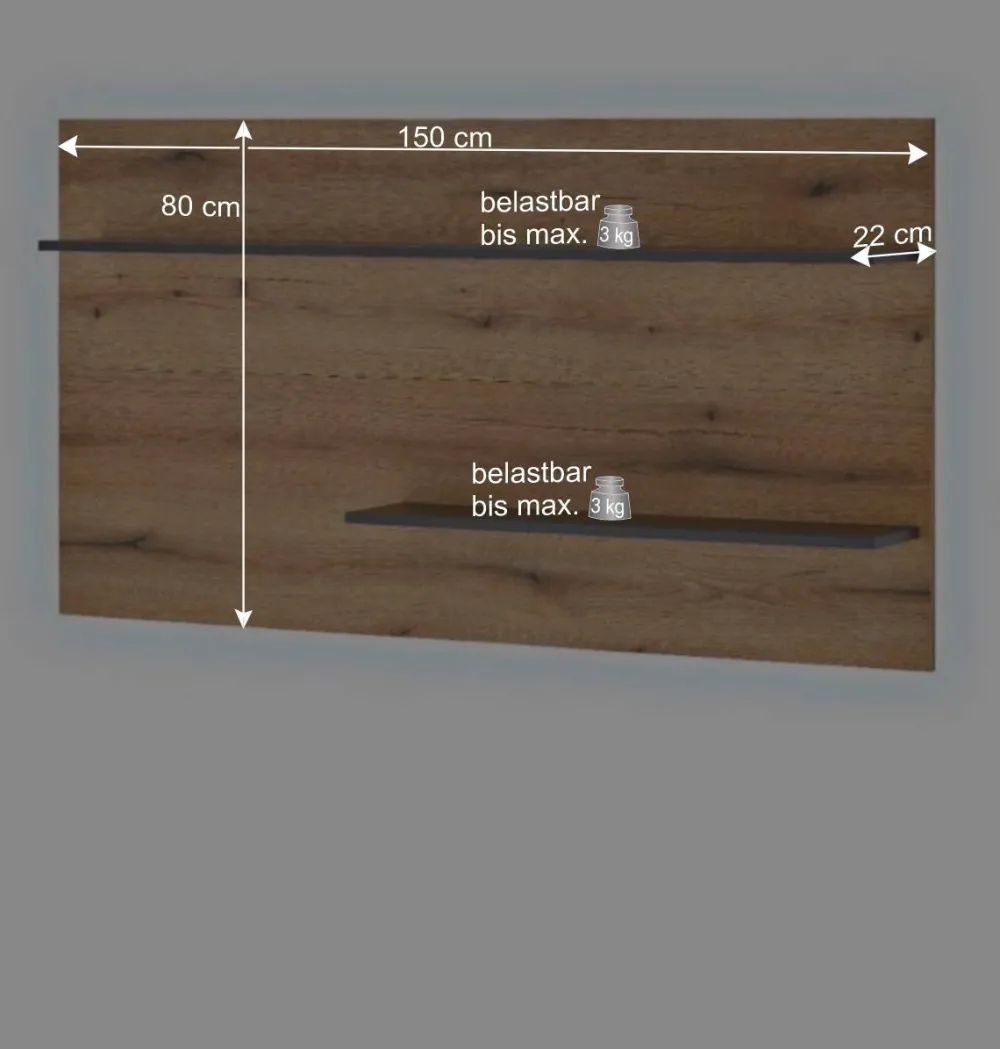 Wohnen Esszimmerregale|Regale*Wandregal-Paneel in Wildeiche Optik und Anthrazit - Colomania