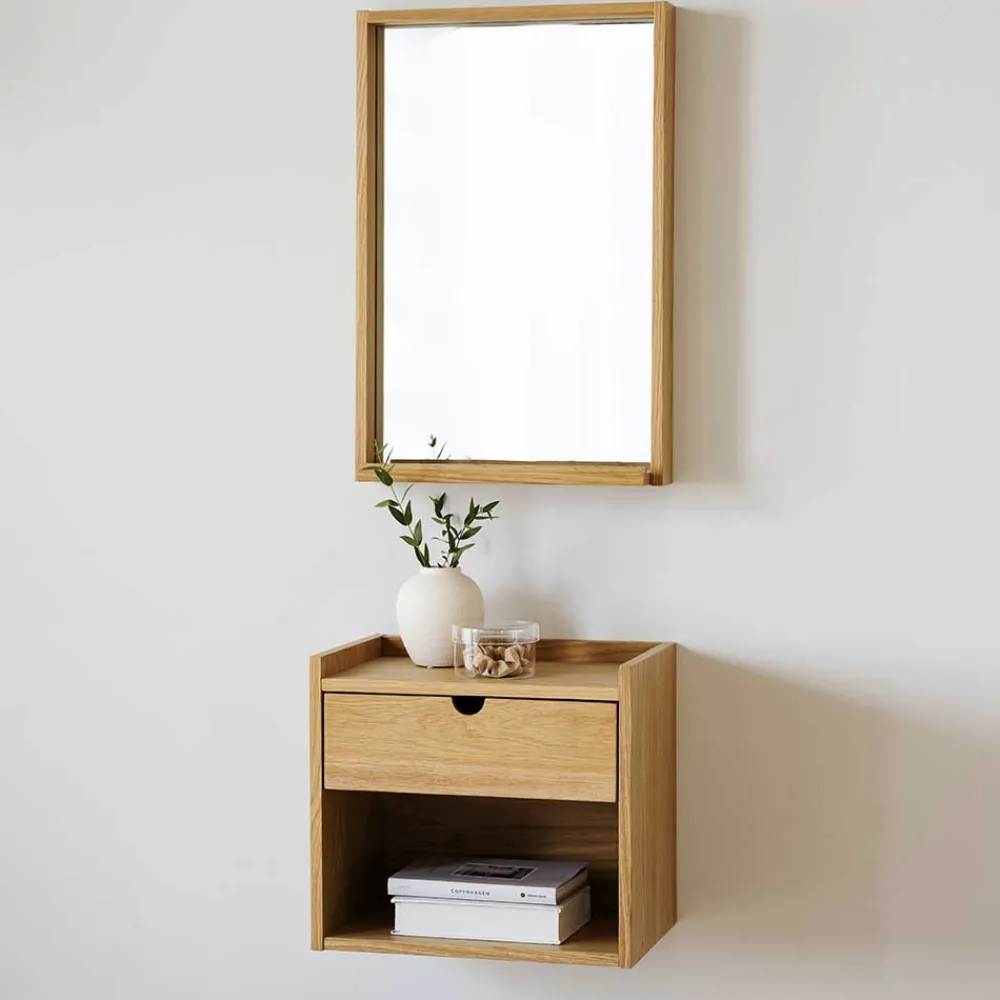Wohnen Diele Komplett*Wandspiegel & Hänge-Kommode als Set - Pastranac (zweiteilig)