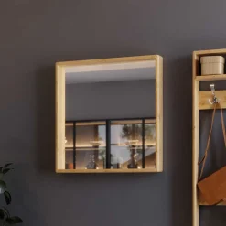 Wohnen Wandspiegel in Quadratisch mit Holzrahmen - Etvina