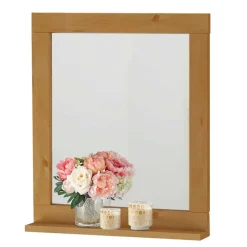 Wohnen Wandspiegel mit Ablage & Rahmen aus Holz - Puneca