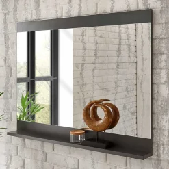 Wohnen Wandspiegel mit Ablage in Dunkelgrau - Timuras