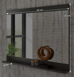 Wohnen Wandspiegel mit Ablage in Dunkelgrau - Timuras