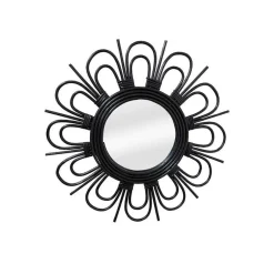 Wohnen Wandspiegel mit schwarzem Rattanrahmen - Mellama