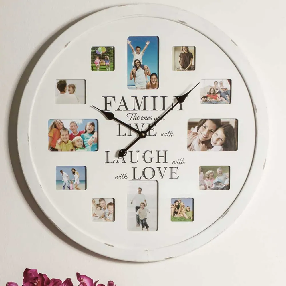 Wohnen Wanduhr Family mit Platz für 12 Fotos - Bondo