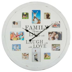 Wohnen Wanduhr Family mit Platz für 12 Fotos - Bondo