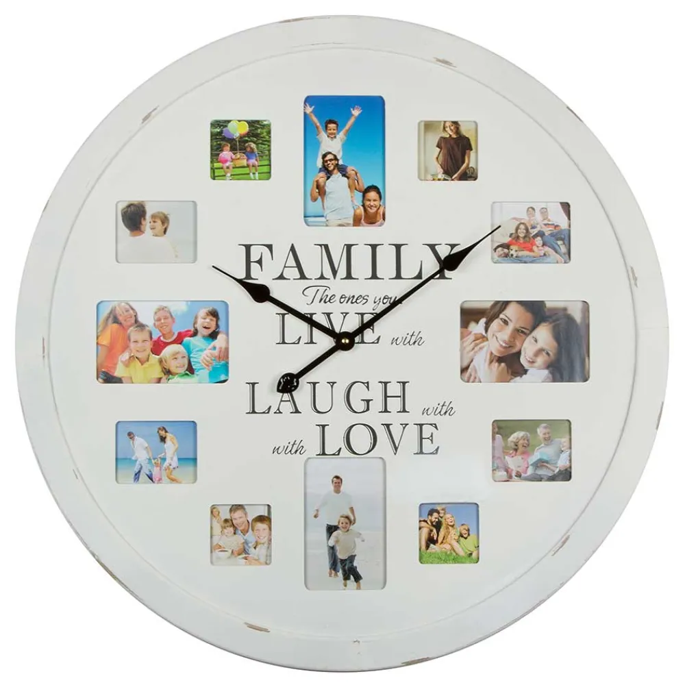 Wohnen Wanduhr Family mit Platz für 12 Fotos - Bondo