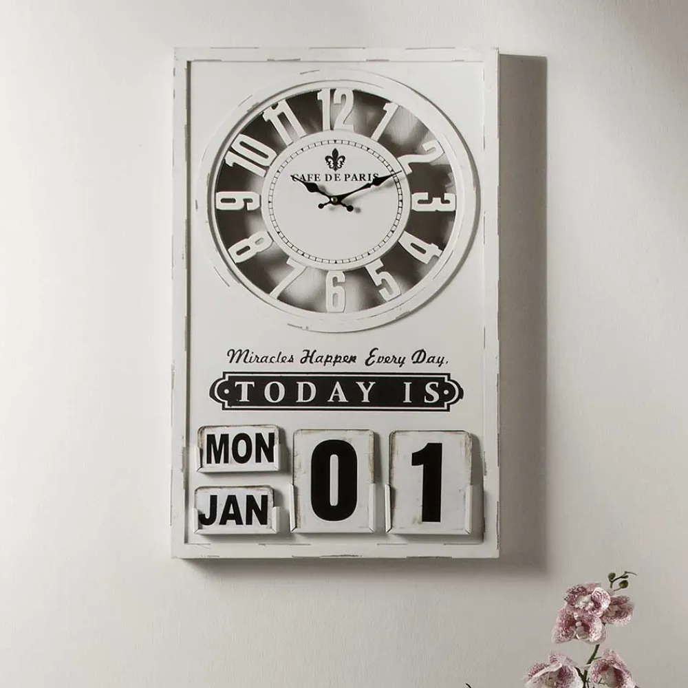 Wohnen Wanduhr mit Kalender im Vintage Look - Rissino