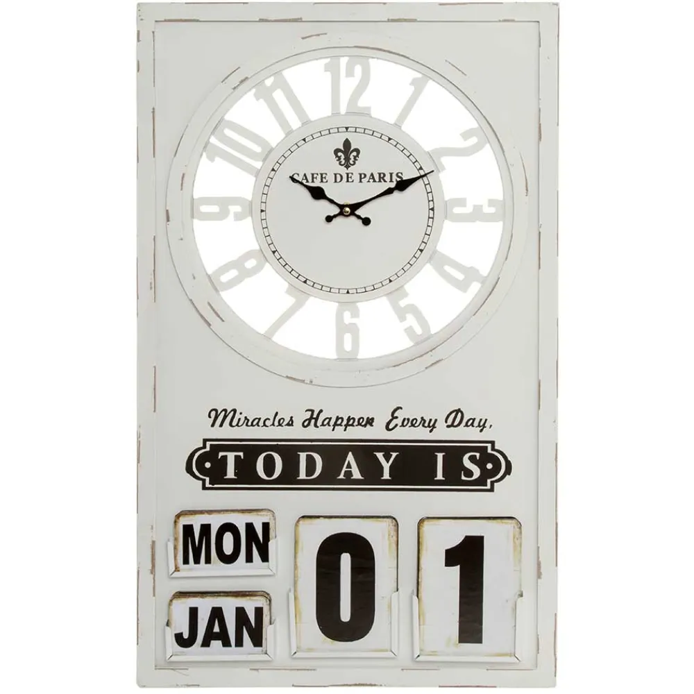 Wohnen Wanduhr mit Kalender im Vintage Look - Rissino