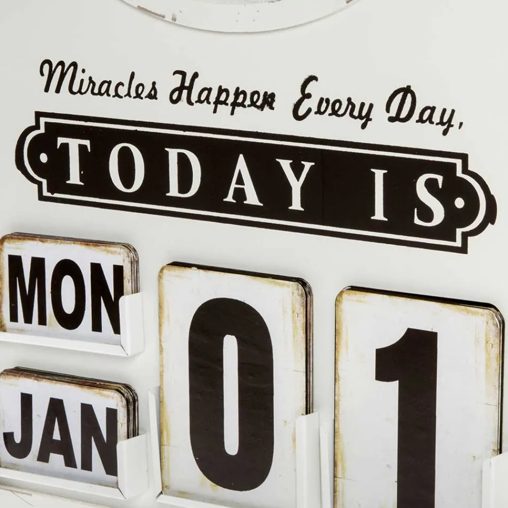 Wohnen Wanduhr mit Kalender im Vintage Look - Rissino