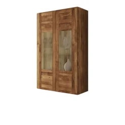 Wohnen Esszimmer-Vitrinen*Wandvitrine Vaskov aus Wildeiche Massivholz