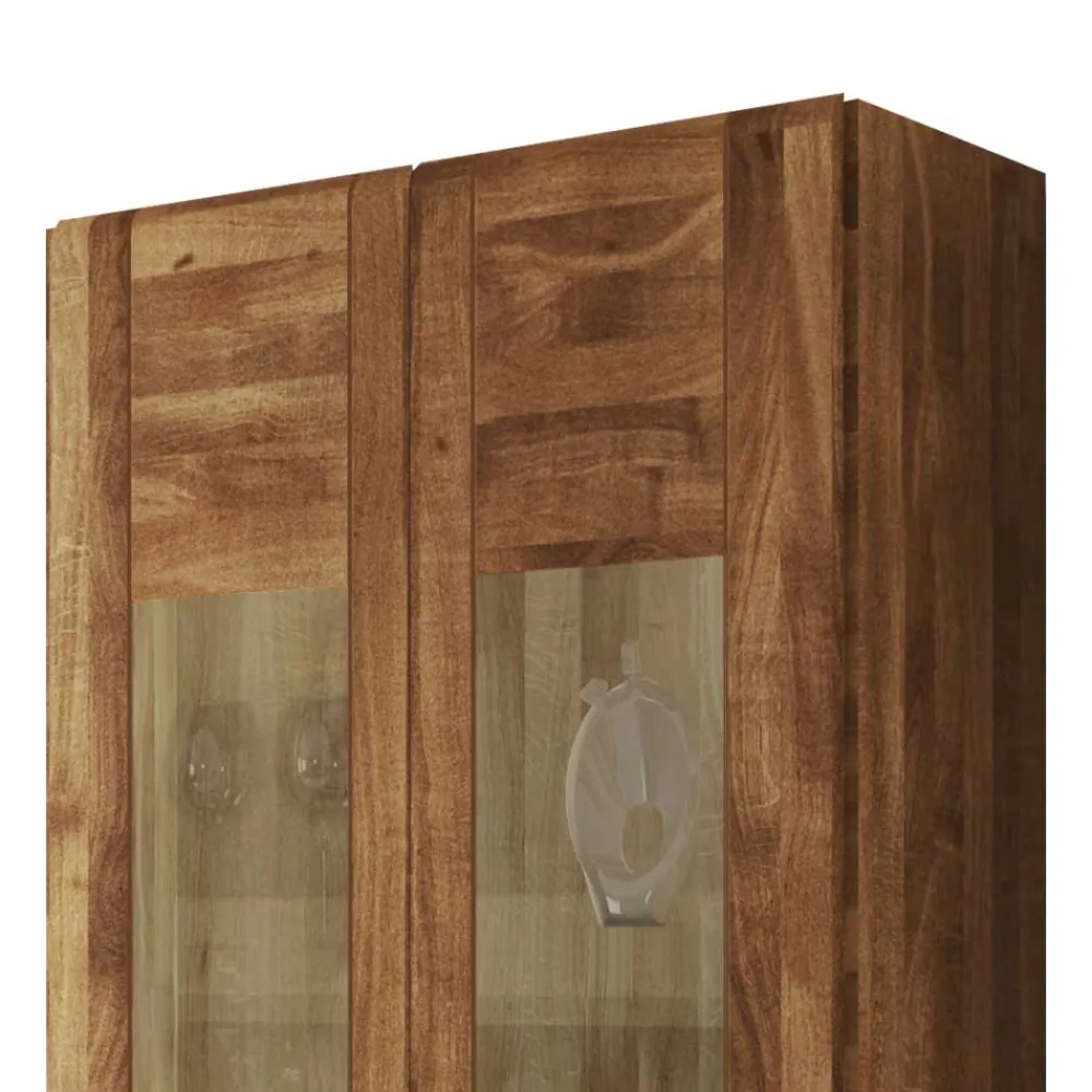 Wohnen Esszimmer-Vitrinen*Wandvitrine Vaskov aus Wildeiche Massivholz