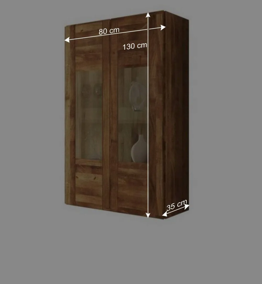 Wohnen Esszimmer-Vitrinen*Wandvitrine Vaskov aus Wildeiche Massivholz