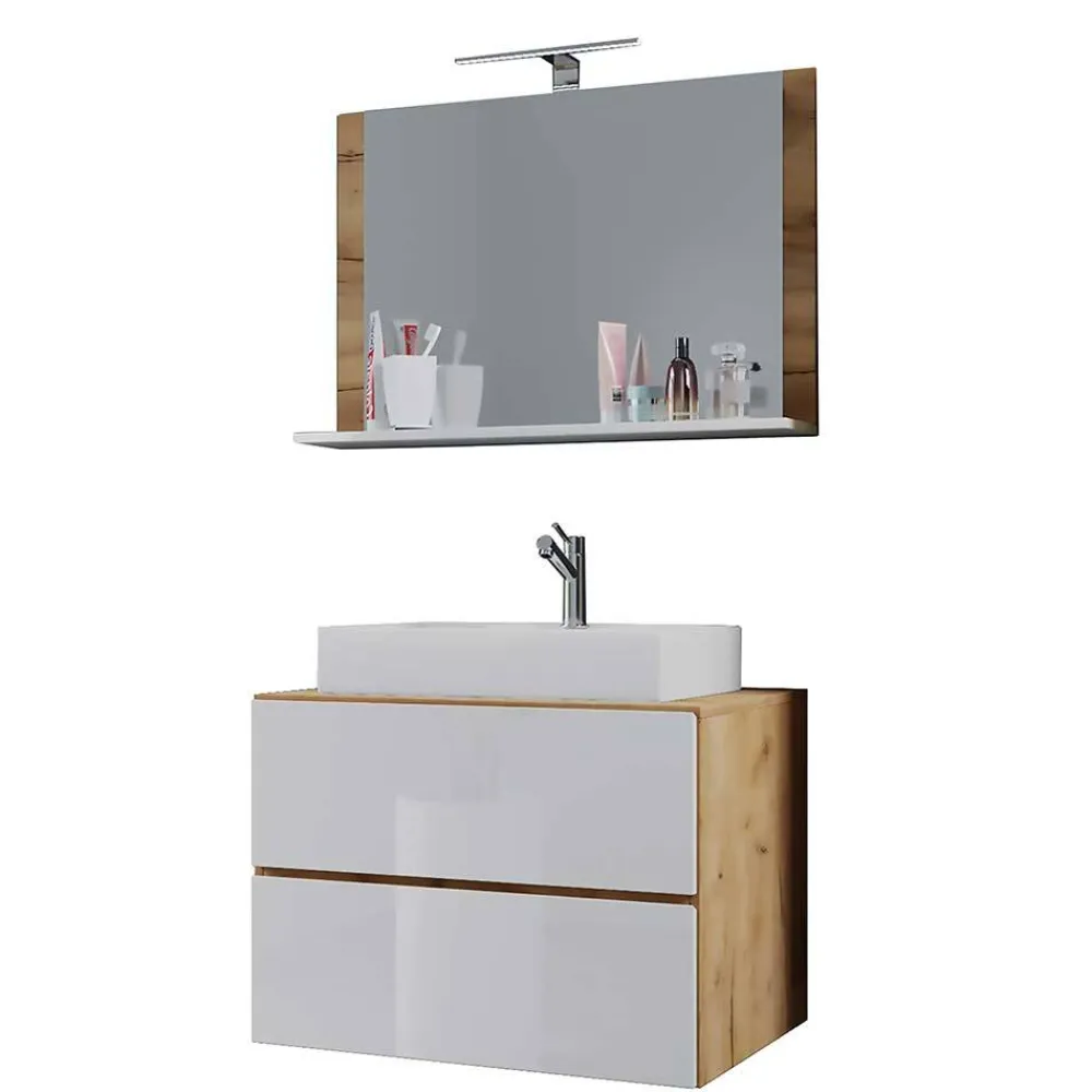 Wohnen Badezimmer Komplett*Wand-Waschtisch & Spiegel Set - Cabarete (zweiteilig)