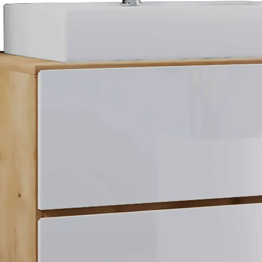 Wohnen Badezimmer Komplett*Wand-Waschtisch & Spiegel Set - Cabarete (zweiteilig)