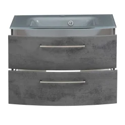 Wohnen Wand-Waschtisch mit Glasbecken in Grau - Dastroz