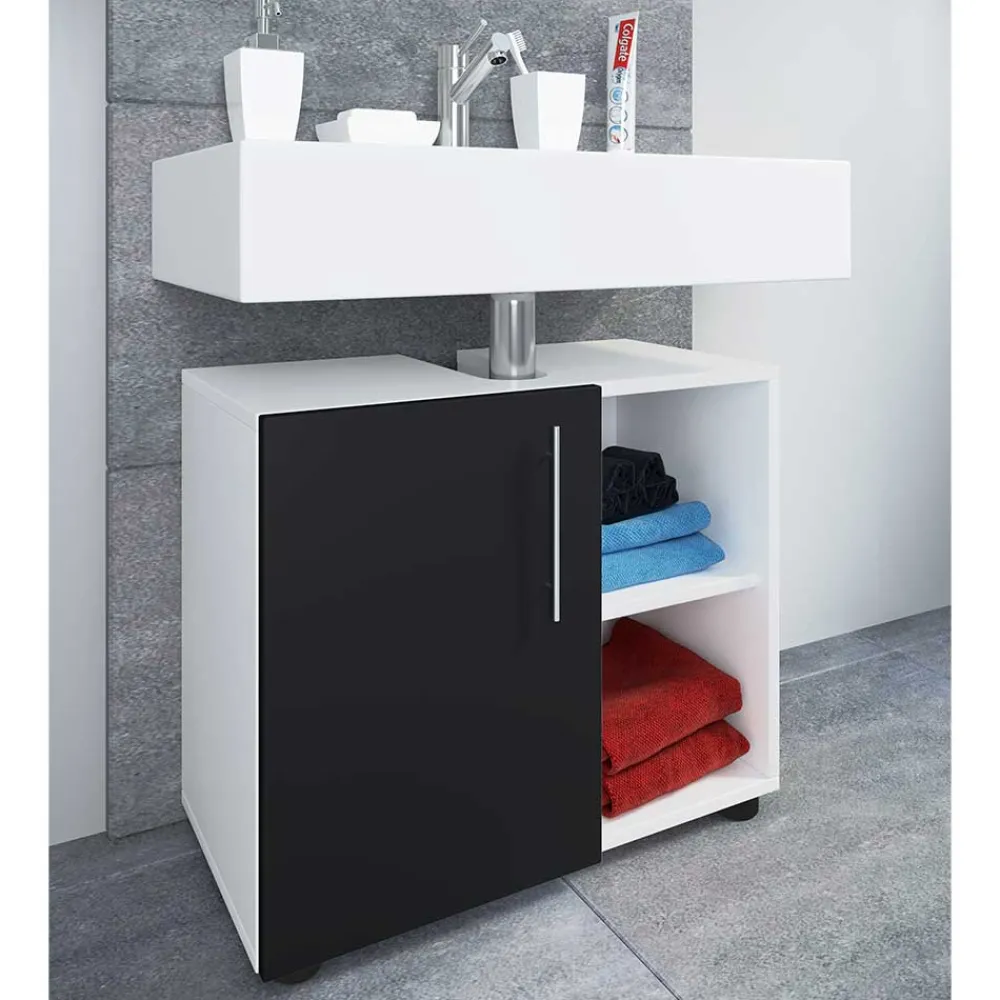 Wohnen Waschbecken Badschrank in Weiß Schwarz - Cranies